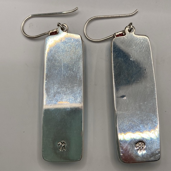 Beautiful Native American Blue Kingman Turquoise & Garnet Earrings - Picture 4 of 6